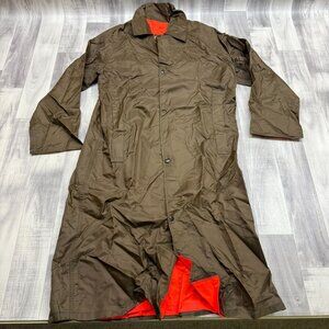 ✅Mens M VTG Pro-Tuff Reversible 45" Long Raincoat USA Johnny Law Marshall Style